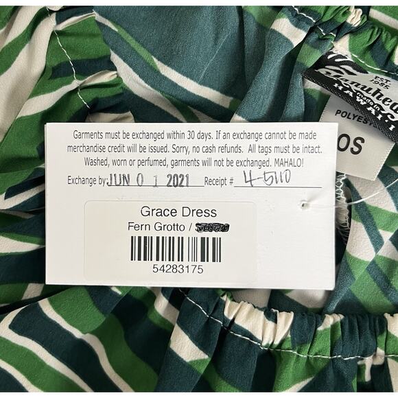 Manuheali'i Grace Midi Dress Fern Grotto Hawaiian Off-Shoulder One Size NEW - Picture 7 of 7